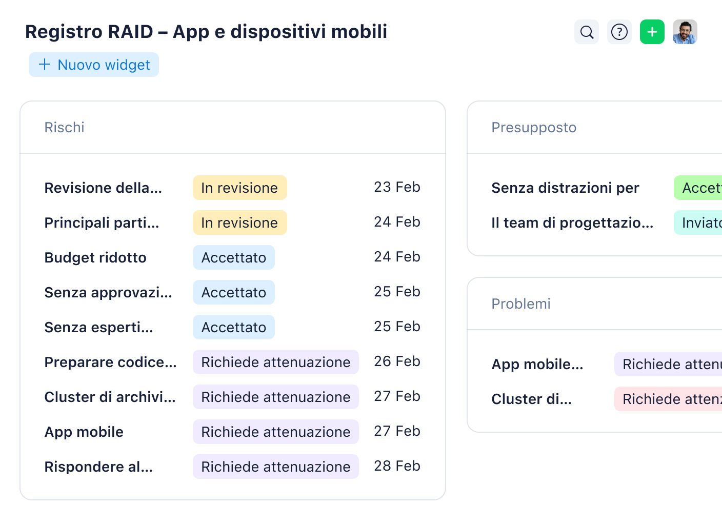 Wrike dashboard with RAID log, apps and mobile IT overview.
