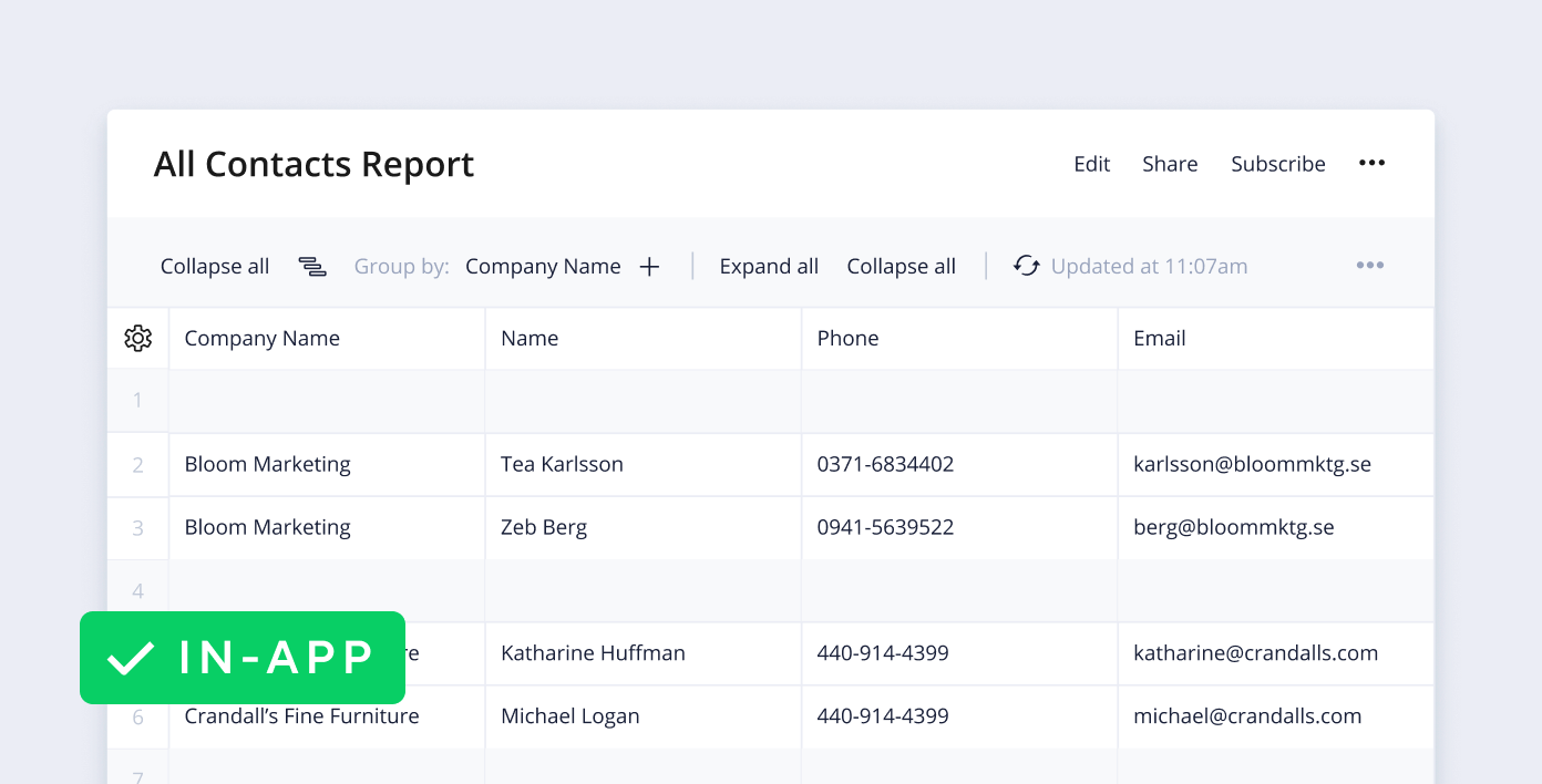 Client contact list
