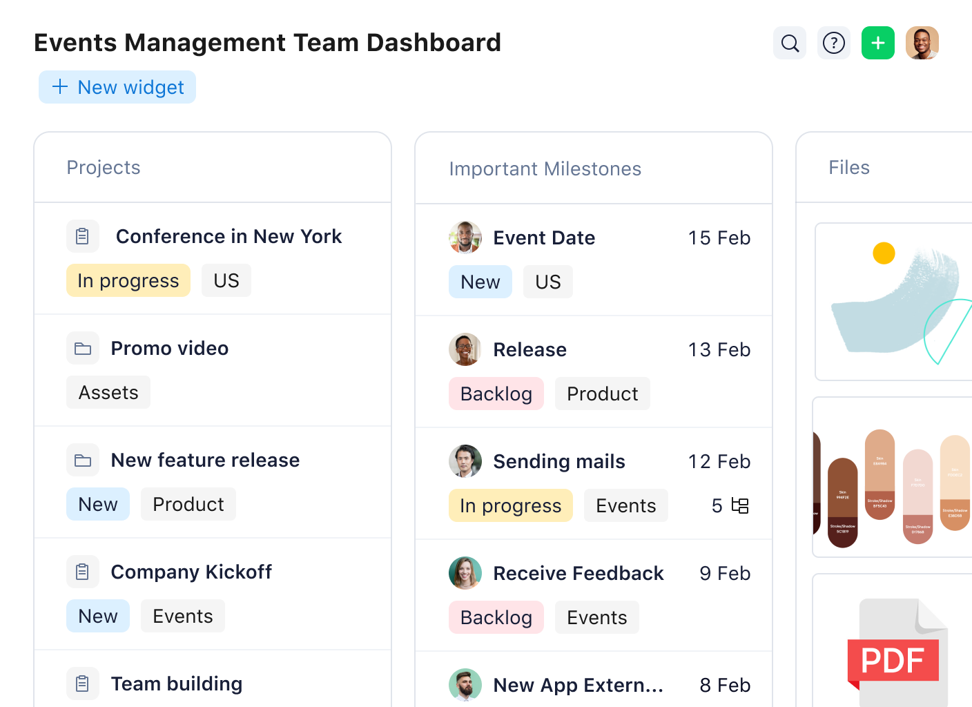Wrike dashboard displaying charts for tasks, budgets, workload and project metrics.