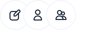 Group request icon with three person silhouettes.